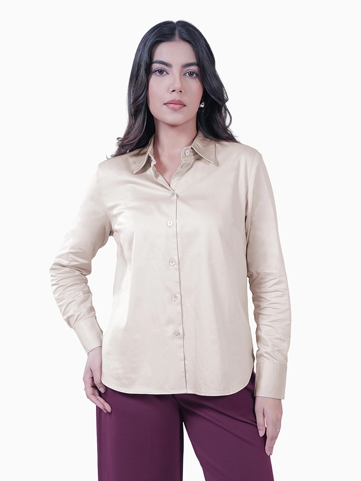 Beige Formal Full Sleeve Shirt