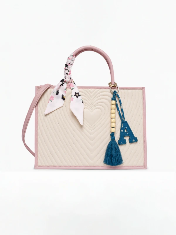 Blue Bandhani Customizable Letter Keychain With Beads and Tassels 2