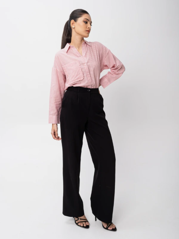 Pink Striped Cotton Formal Shirt For Office Wear 4