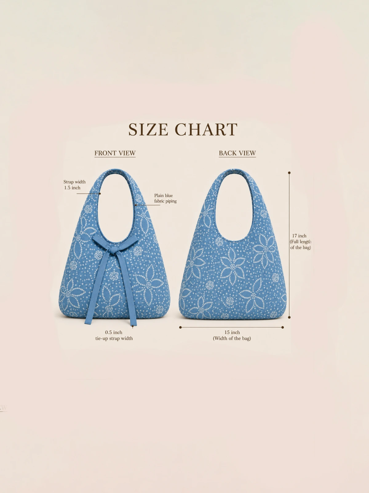Blue Bandhani Printed Hobo Bag thumbnail 6