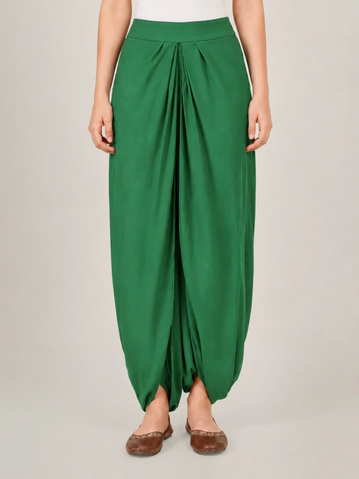 Green Solid Dhoti Pants For Women