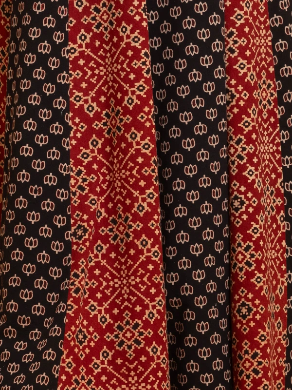Multicolor Ajrakh Flared Panelled Skirt 7
