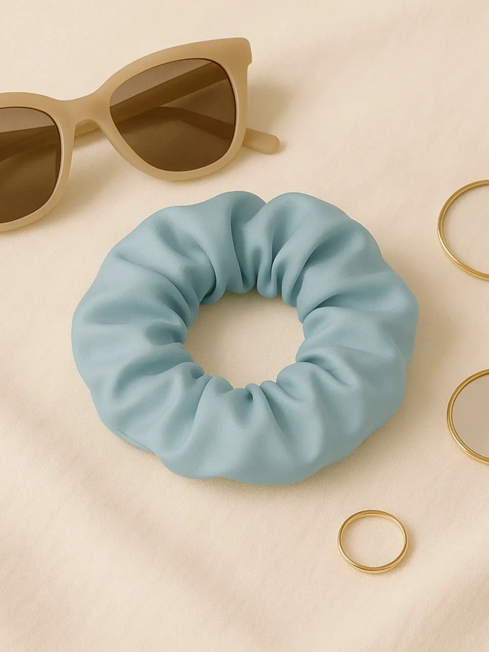 Blue Satin Scrunchie