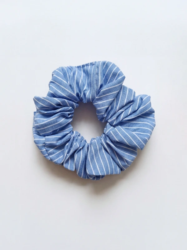 Blue Stripe Hair Scrunchie 4