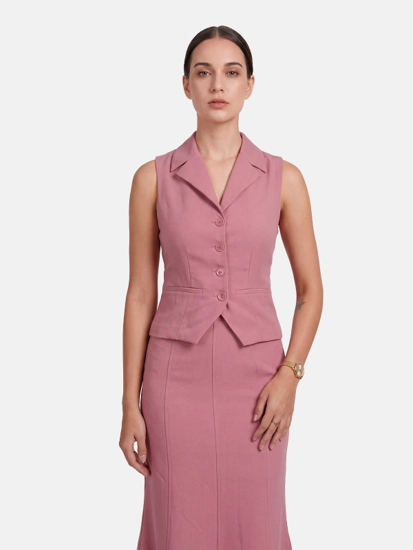 Peach Formal Waistcoat And Skirt Co-Ord Set 6