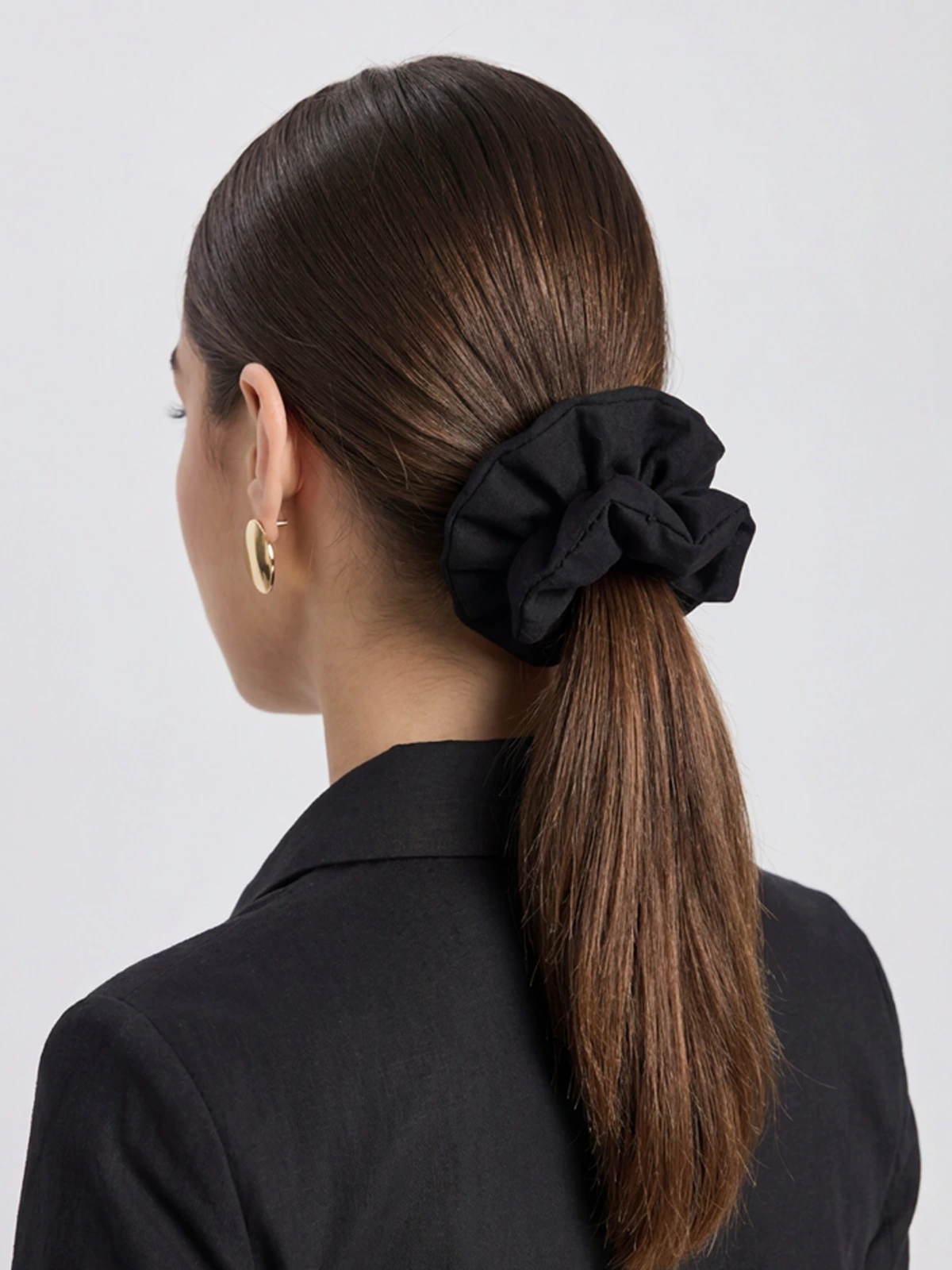 Black Solid Hair Scrunchie thumbnail 22
