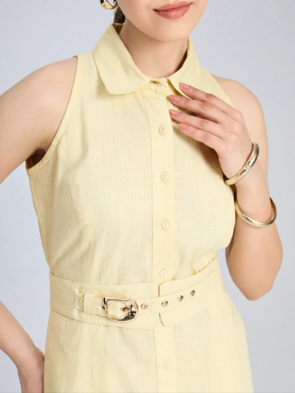 Yellow Halter Neck A-line Dress For Women 6