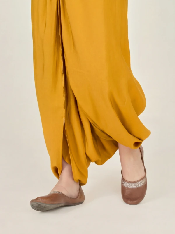 Yellow Solid Dhoti Pants For Women 6