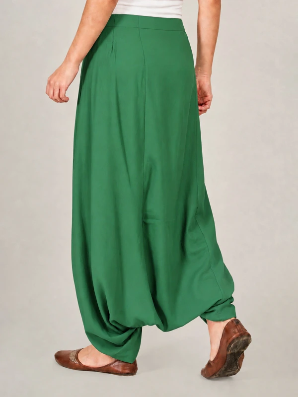 Green Solid Dhoti Pants For Women 5