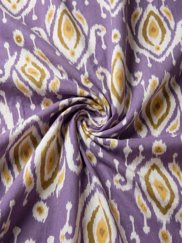 Purple Ikat Cotton Waist-Cut Mini Dress 6