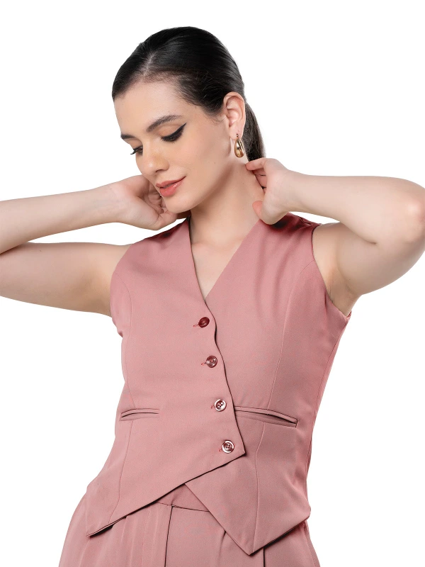 Peach Asymmetric Waistcoat 4