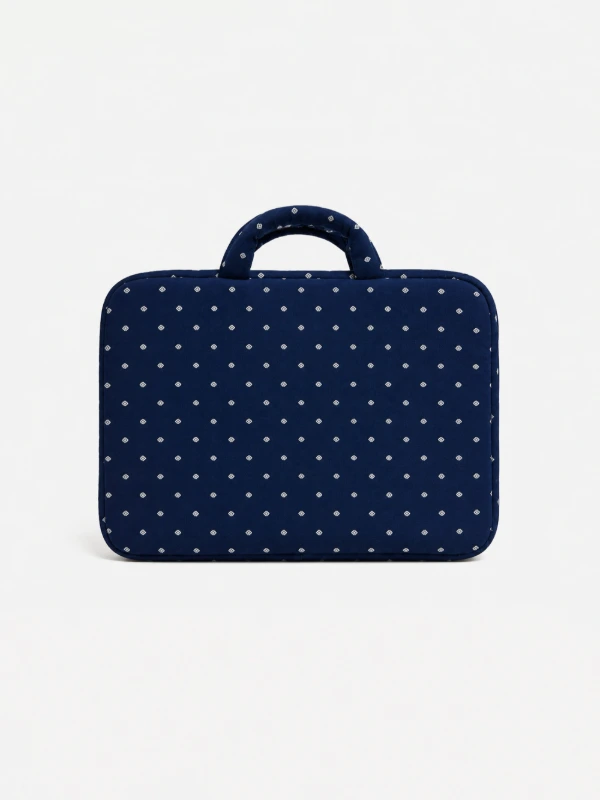 Navy Blue Diamond Print Laptop Sleeve Bag with Two Utility Pockets for MacBook 4