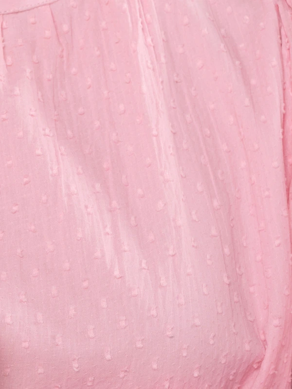 Pink Top With Mandarin Collar And Bishop Sleeves 6