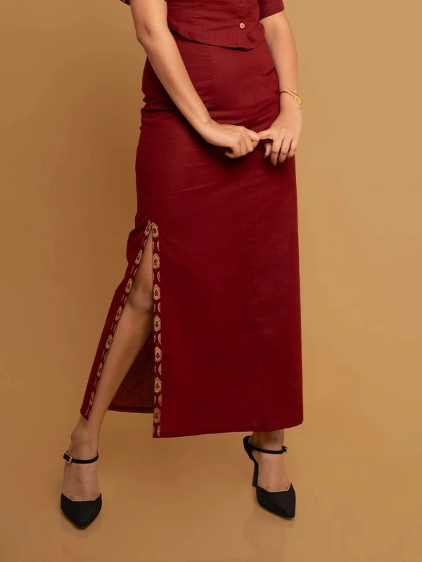 Maroon Cotton Skirt For Ethnic Styling 2