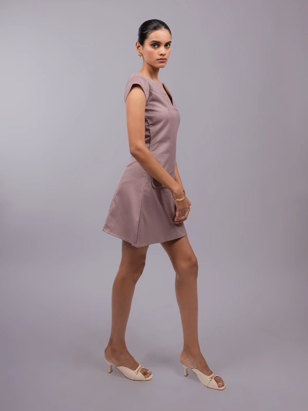 Mauve Formal V Neck Sheath Dress 5