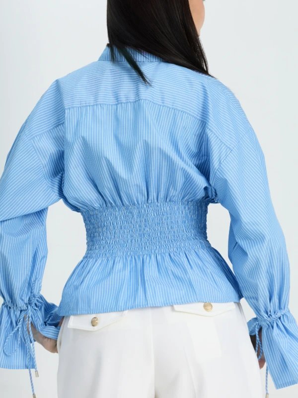 Striped Formal Shirt with Smocked Waist 6