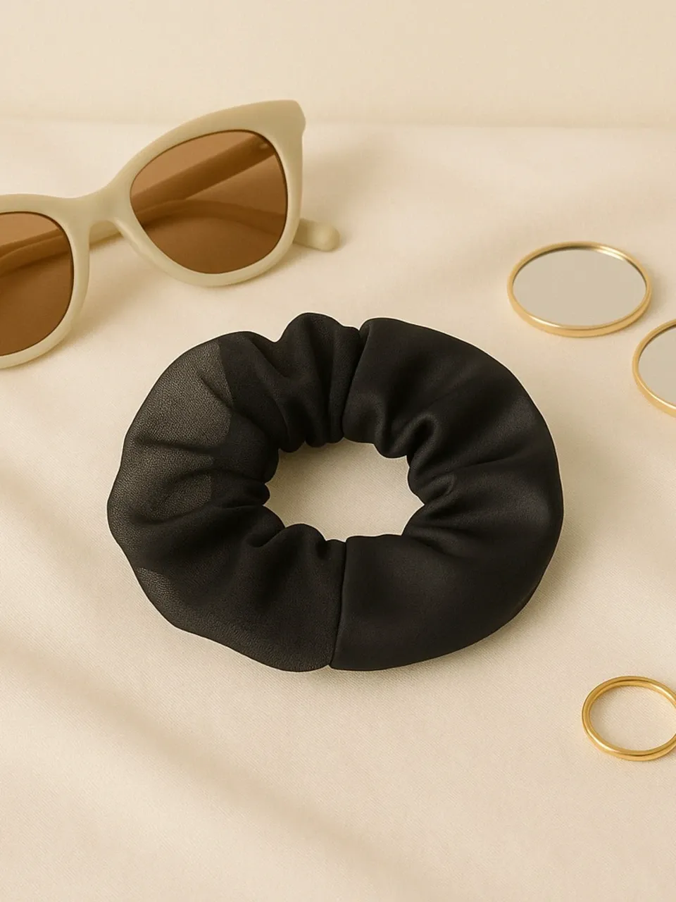 Black Organza Satin Scrunchie