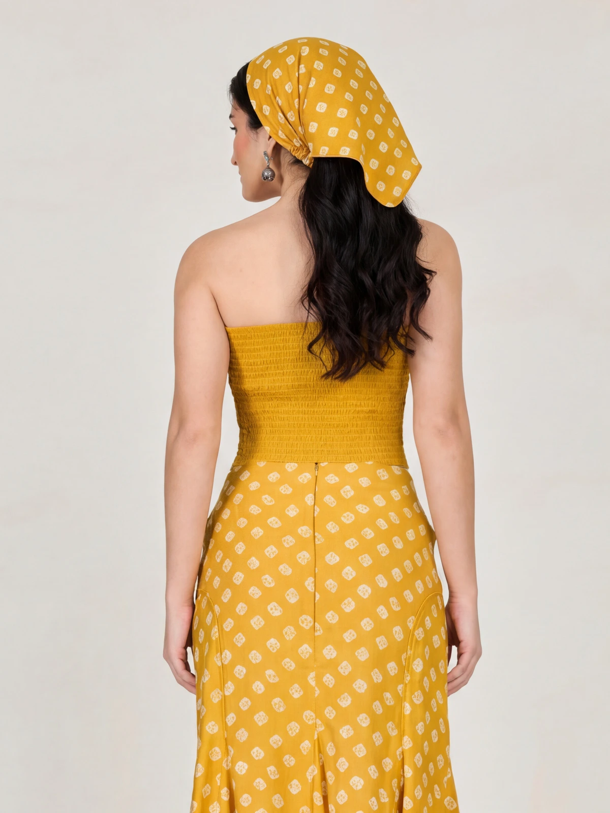 Yellow Bandhani Printed Bandana headband thumbnail 6