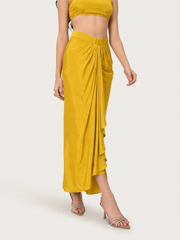 Yellow Ethnic Dhoti Skirt For Women 5