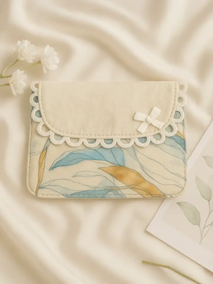 White Printed Sanitary Pouch