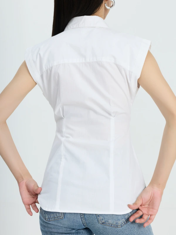 White Formal Cap Sleeve Shirt For Women Zlataa 6