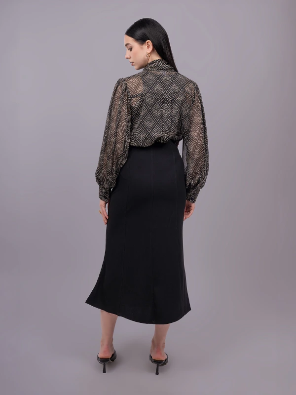 Black Printed Georgette Formal Top 3