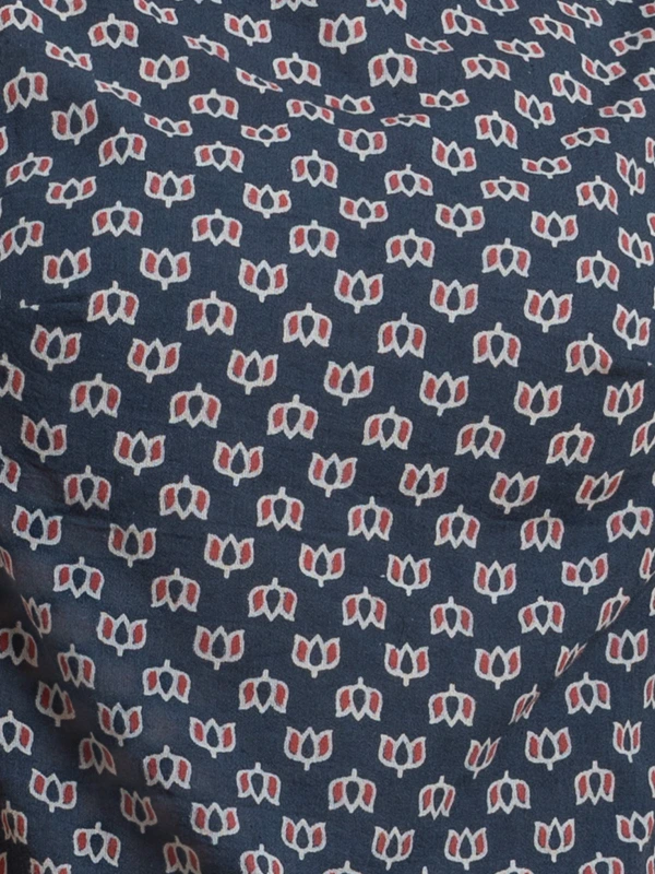 Navy Blue Ajrakh Lotus Print Apron Top & Drape Skirt Ethnic Co-ord Set 8
