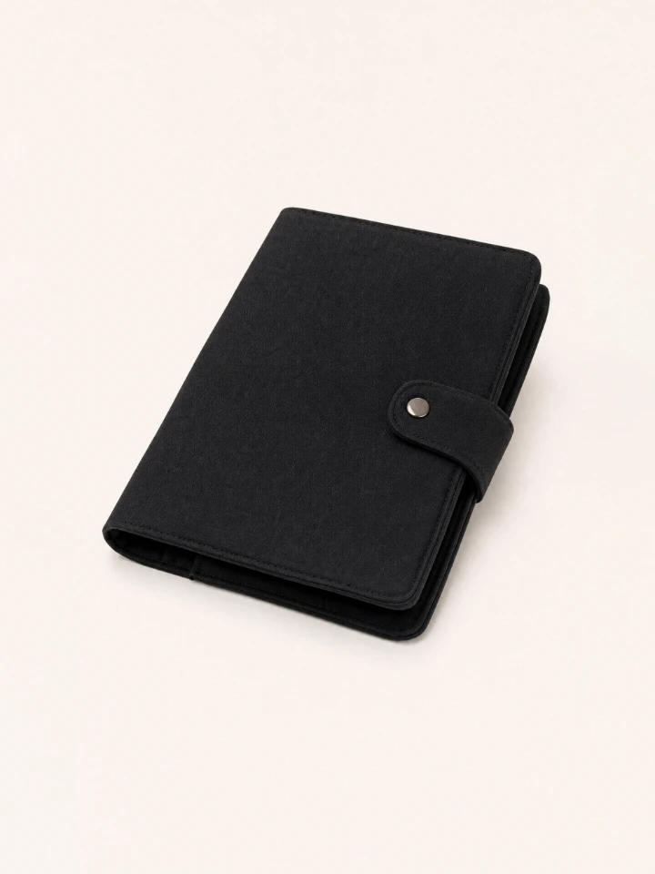 Black Diary Cover with Multi-Utility Pockets