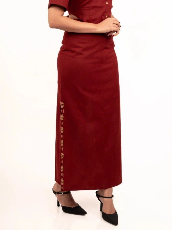 Maroon Cotton Skirt For Ethnic Styling 4
