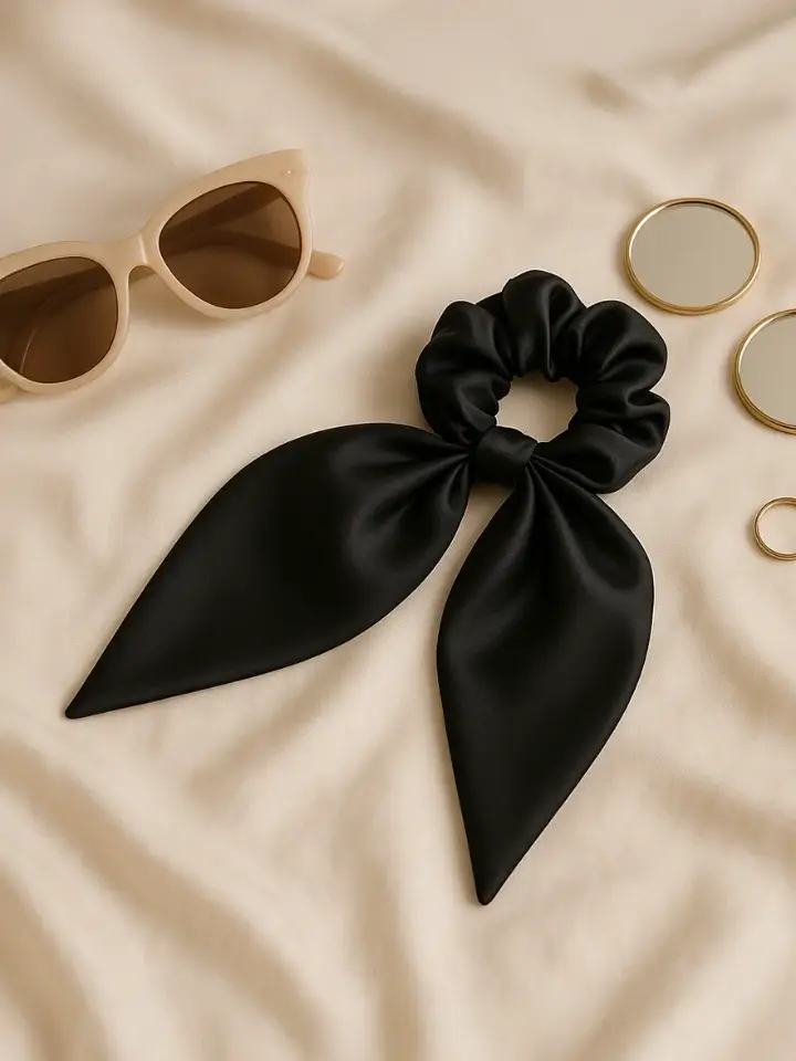 Black Satin Scarf Scrunchie