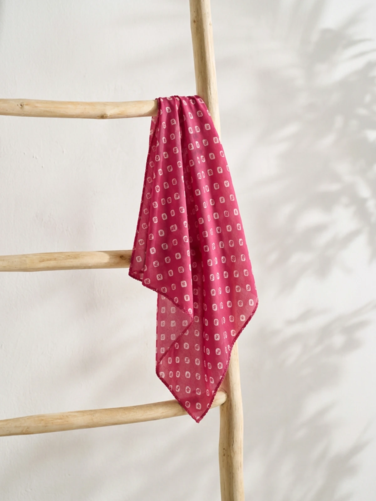 Pink Bandhani Printed Bandana Scarf thumbnail 5