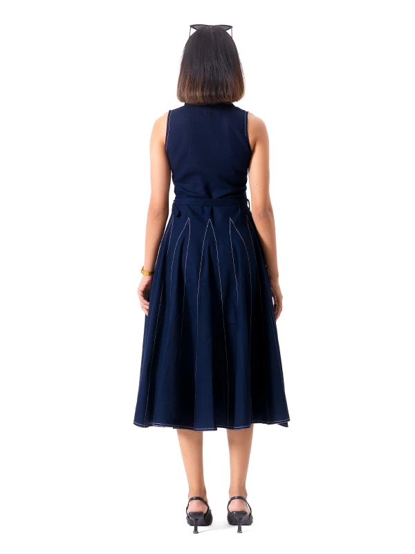 Blue Fit and Flare Formal Dress 3