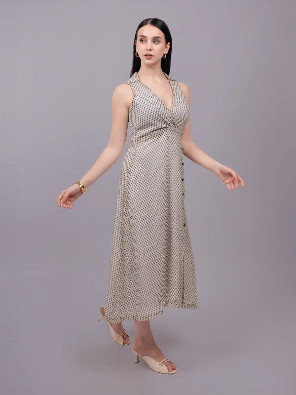 Off-White Printed Formal Fit & Flare Dress 5