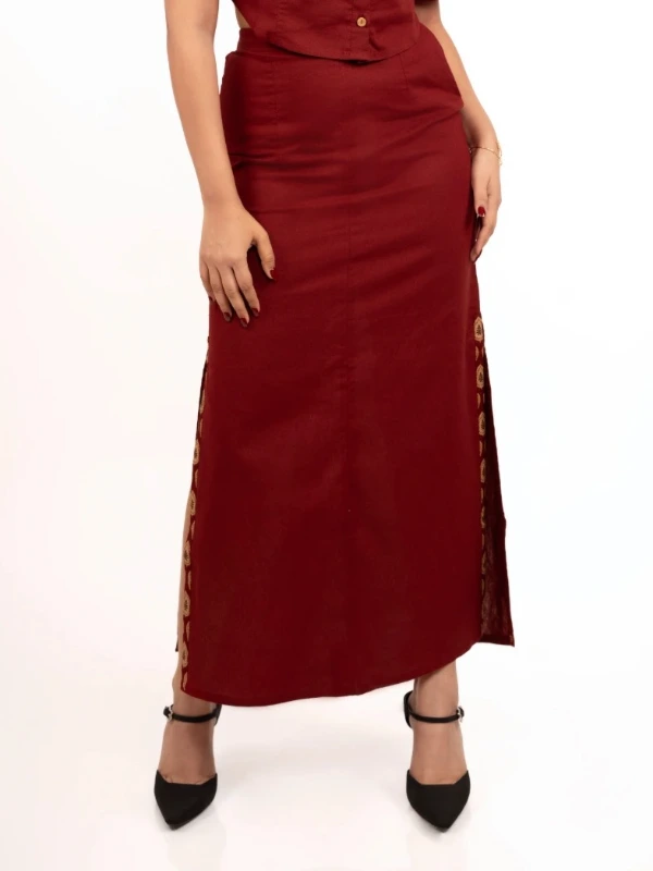 Maroon Cotton Skirt For Ethnic Styling 5
