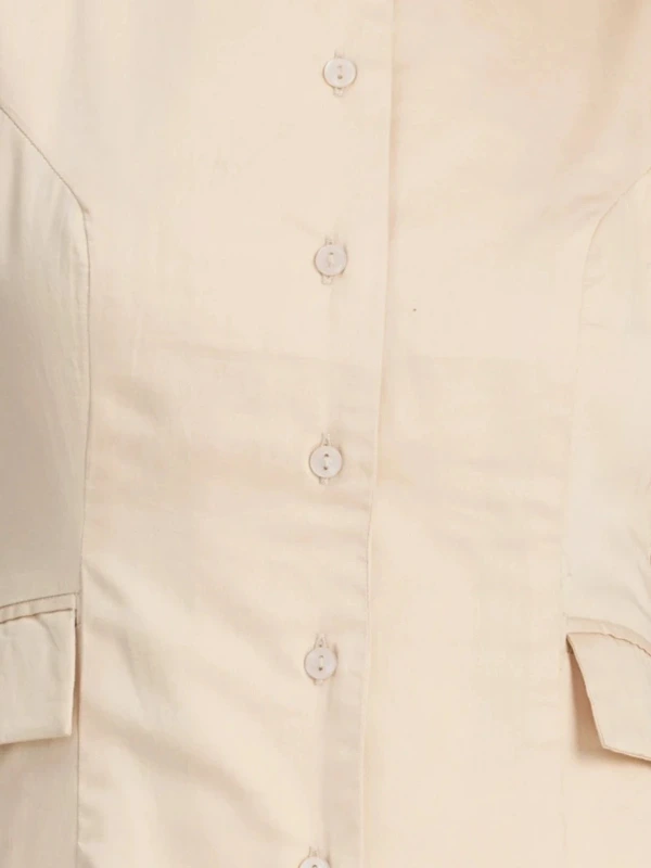 Beige Flap Pocket Waistcoat for Women 6