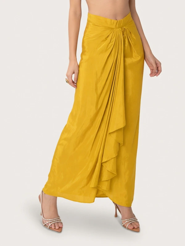 Yellow Ethnic Dhoti Skirt For Women 3