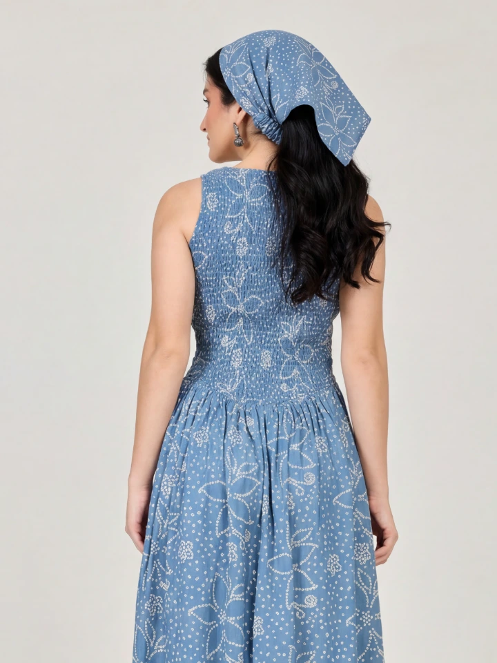 Blue Bandhani Printed Bandana headband