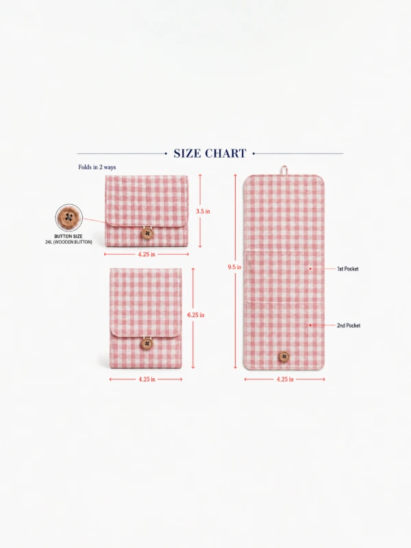 Light Pink Gingham Print Sanitary Pad Pouch 5