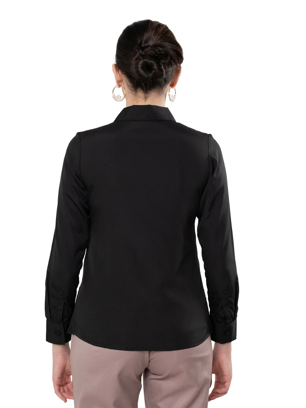 Black Formal Shirt With Classic Collar And Full Sleeves 4
