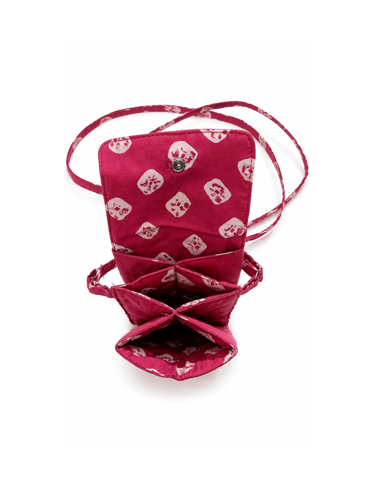 Personalized Pink Bandhani Print Crossbody Phone Pouch thumbnail 6
