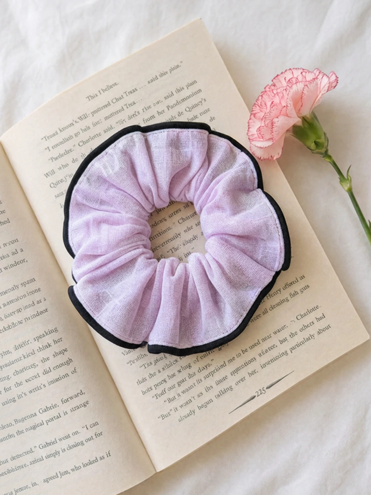 Light Pink Scrunchie With Black Border thumbnail 2