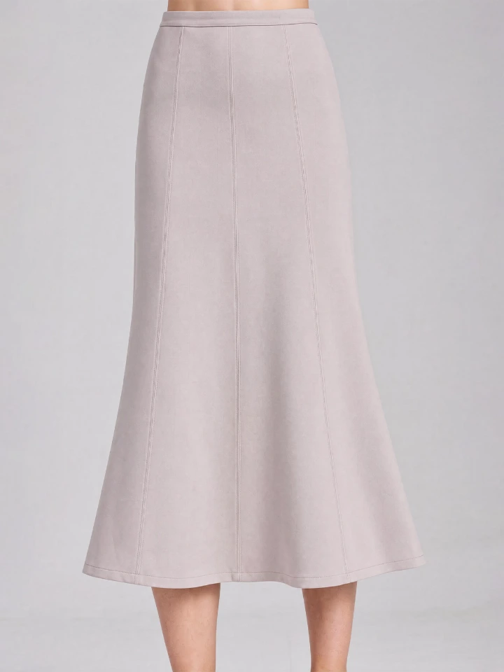 Light Grey Slim Fit Formal Skirt for Women