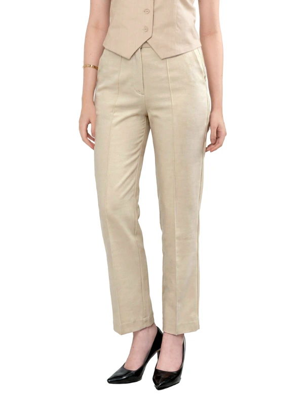 Beige Asymmetrical Waistcoat and Trouser Formal Co-ord Set Women 5