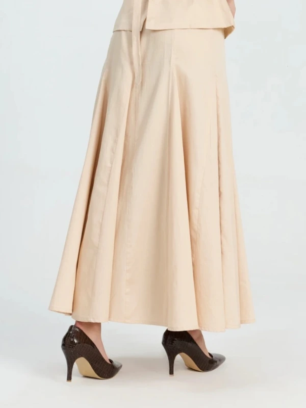 Beige Paneled Long Formal Skirt 5