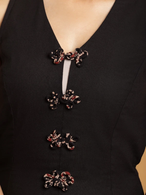 Black Halter Kurti With Printed Farsi Kurta Set for Women 5