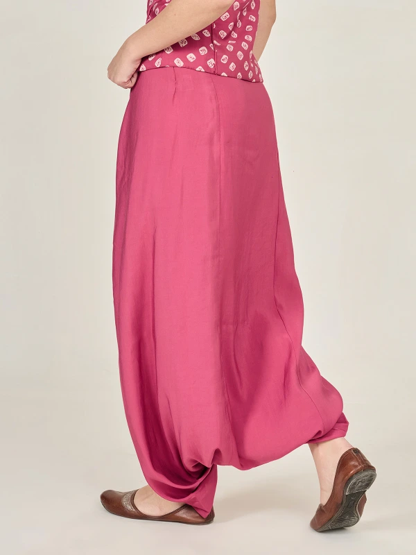 Pink Solid Dhoti Pants For Women 6