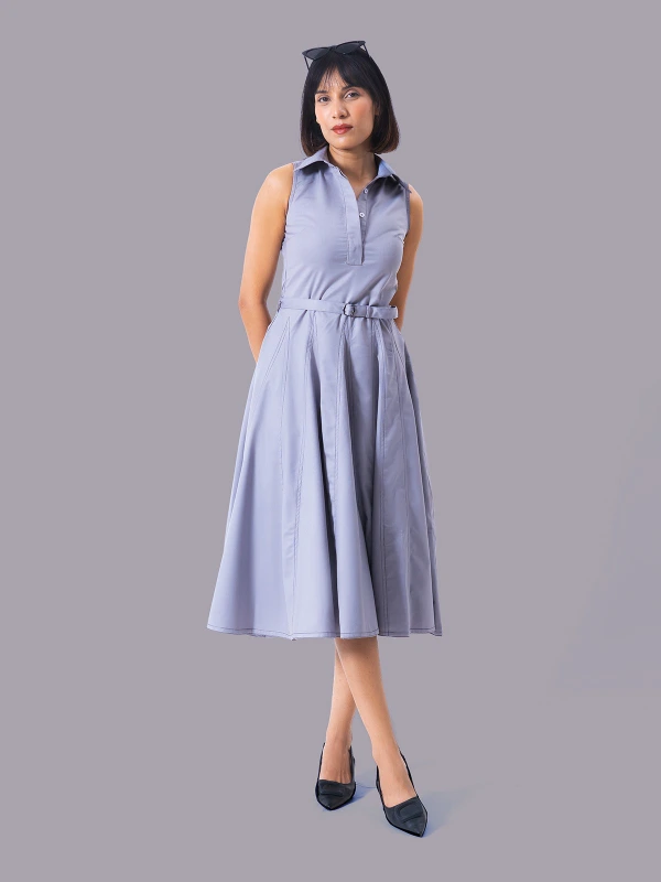 Grey Fit And Flare Formal Dress With Classic Look 5