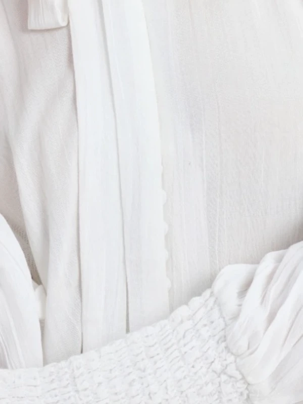 White Full Sleeve Tie Up Top For Women Zlataa 7