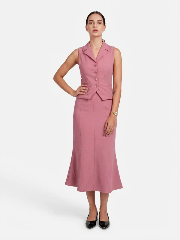 Peach Formal Waistcoat And Skirt Co-Ord Set 1