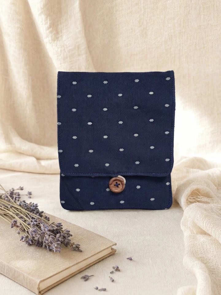 Navy Blue Diamond Drop Print Sanitary Pad Pouch